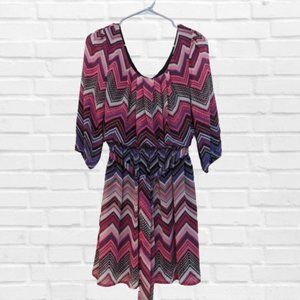 2/$25 Purple & Pink Patterned Dress Medium Stretch